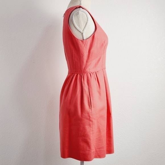 J. Crew Basketweave Orange Fit & Flare Dress Size: 4 - Picture 10 of 13